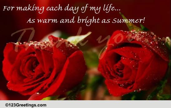 Summer Thank You Wish With Roses.