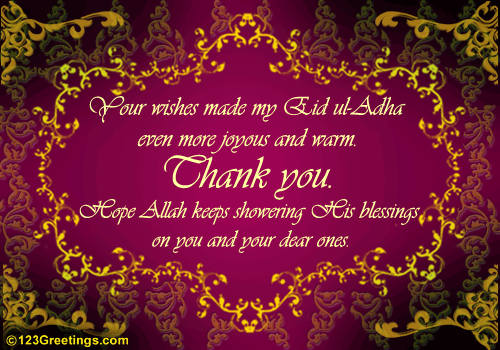 Thank You For Your Eid ul-Adha Wishes. Free Thank You 