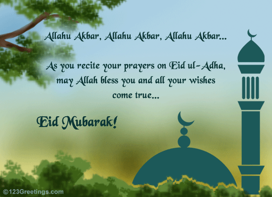 Blessings Of Allah On Eid ul-Adha... Free Spirit of Eid eCards | 123