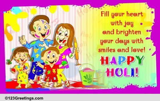 Holi Family Cards, Free Holi Family Wishes, Greeting Cards | 123 Greetings