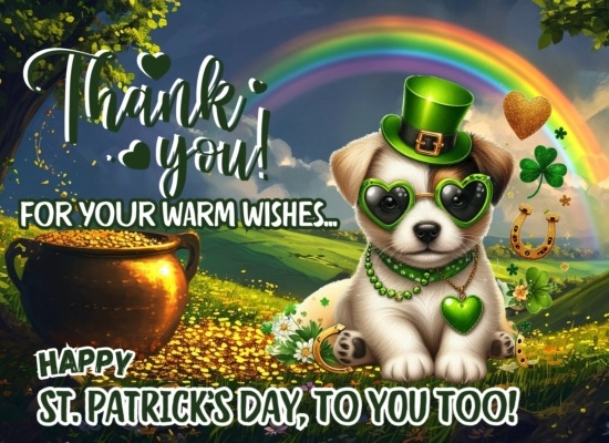 Cute Thankyou Wish For St Patricks Day
