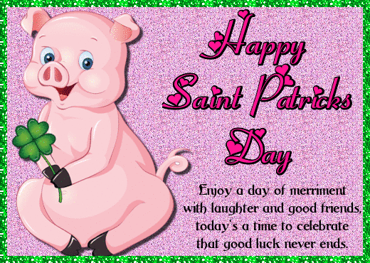 Saint Patrick Pig & Good Luck Clover.