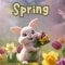 Cute Bunny Happy Spring Greeting.