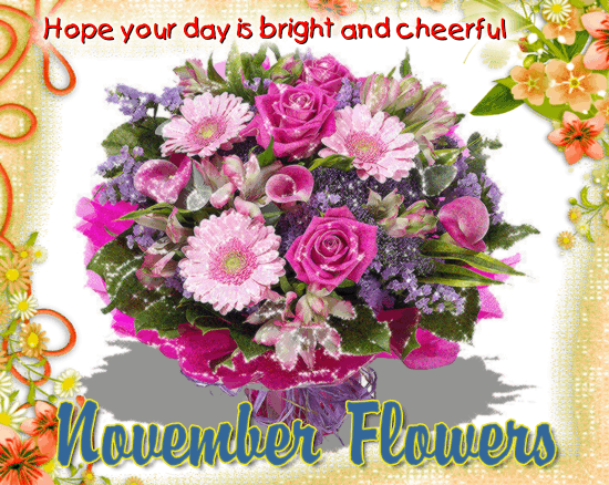 November Flowers Card For You.