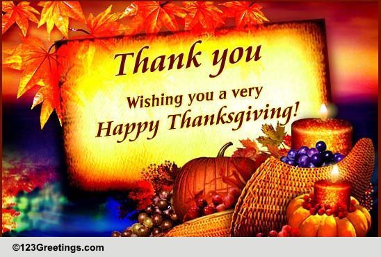 Thanksgiving Thank You Note! Free Thank You eCards, Greeting Cards ...