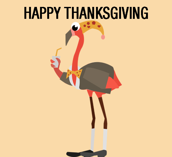 cartoon flamingo thanksgiving