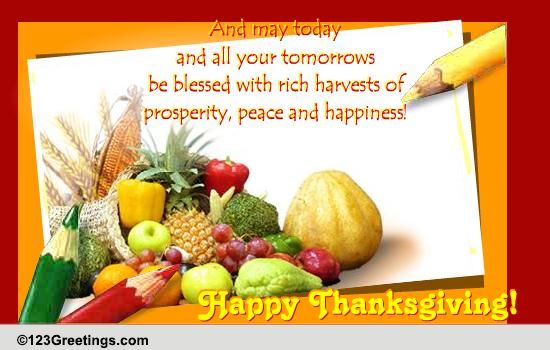 Peace And Happiness On Thanksgiving! Free Happy Thanksgiving eCards ...