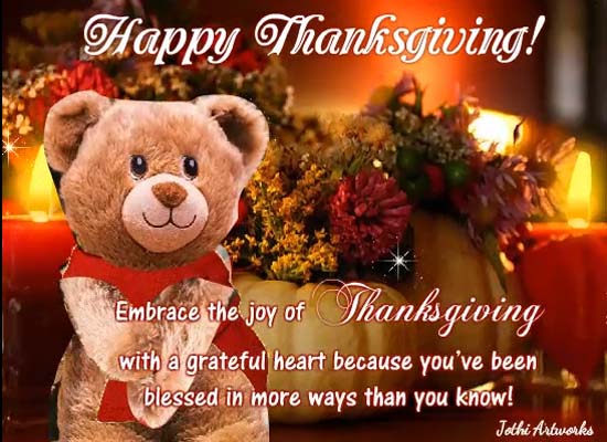 Thanksgiving Teddy Hugs! Free Happy Thanksgiving eCards, Greeting Cards ...