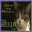 Cat Says Hello On World Hello Day.