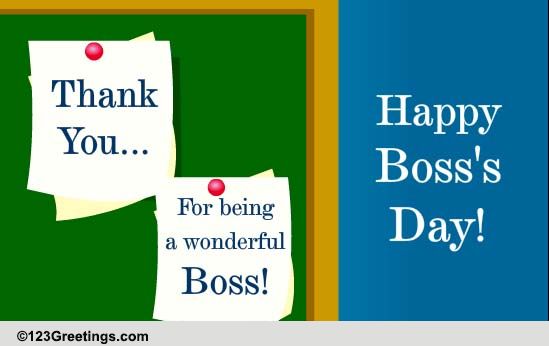 Thank You For Being A Wonderful Boss. Free Thank You eCards | 123 Greetings