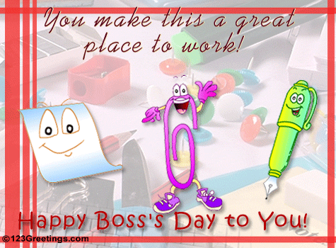 Great Working With You! Free Happy Boss's Day eCards, Greeting Cards ...