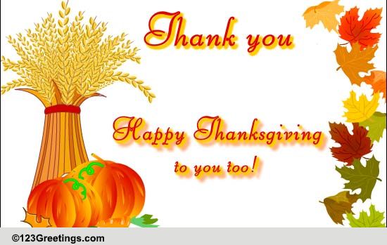 Thanksgiving Thank You. Free Thank You eCards, Greeting Cards | 123 ...