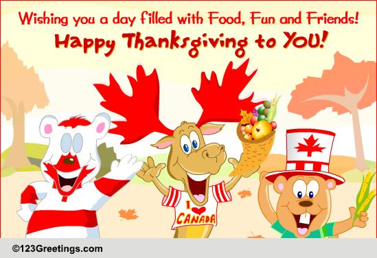 Food, Fun... With Friends! Free Happy Thanksgiving eCards | 123 Greetings