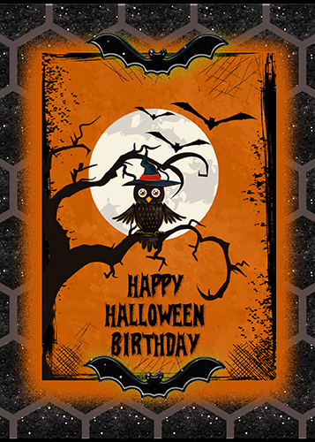 Owl Says Happy Halloween Birthday.
