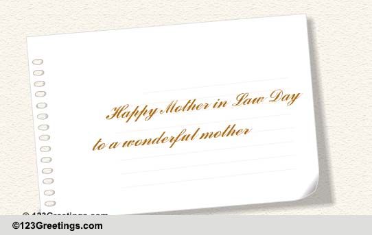 To A Wonderful Mother In Law!