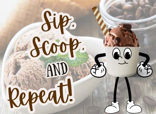 Fun Ecard On Coffee Ice Cream Day.