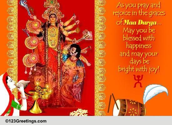 An Interactive Durga Puja Card! Free Religious Blessings eCards | 123 ...