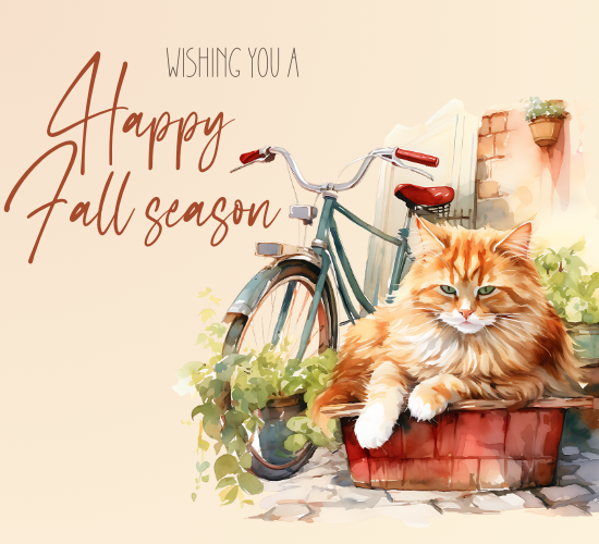 Happy Fall Cat Scene Card.