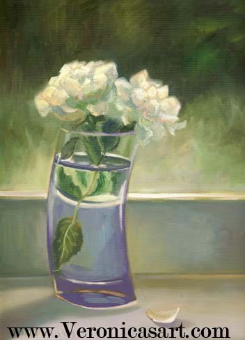 Painting Of Roses In Vase.