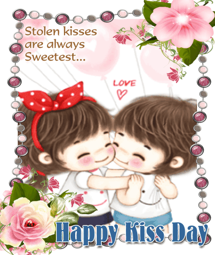 A Cute Kiss Day Ecard.
