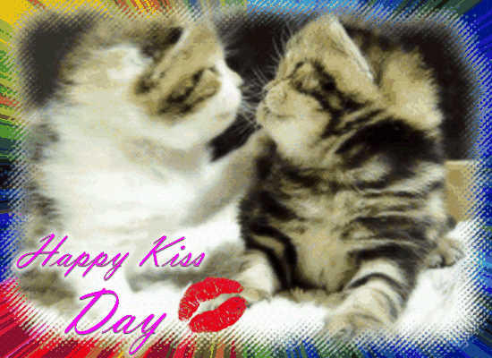 A Cute Kitty Kiss Day Card.