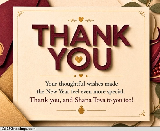A Gracious Rosh Hashanah Thankyou Wish