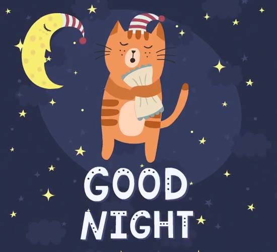 Good Night Cat And Moon. Free Good Night eCards, Greeting Cards | 123 ...