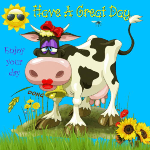 Cow Says Enjoy Your Day.