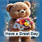 A Cute Teddy With Bunch Of Flowers!