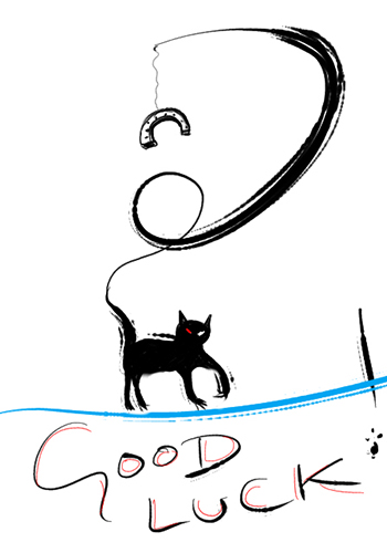 Good Luck Cat With Horseshoe!