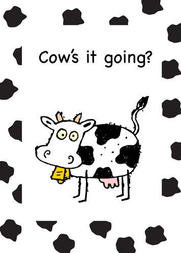 Cute Thinking Of You With Cow Humor.