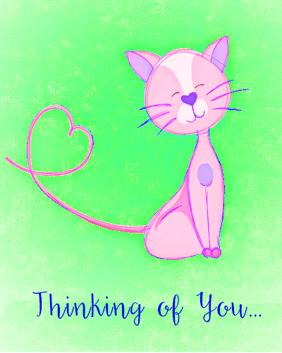 Thinking Of You Card With Kitty.