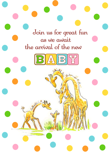 Giraffe Baby Shower Invitation.