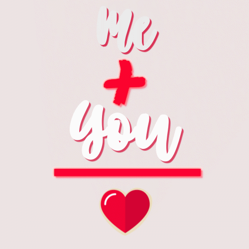 Me Plus You = Love. Animated Heart.
