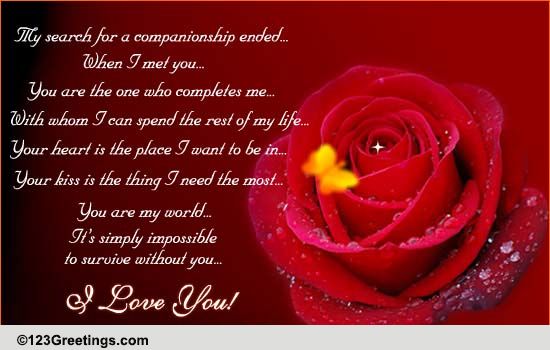 Impossible To Survive Without You! Free I Love You eCards | 123 Greetings