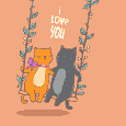 I Love You Cats On A Swing.