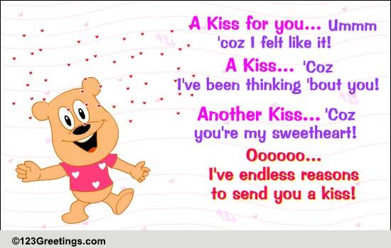 A Bunch Of Kisses For You. Free For Your Sweetheart eCards | 123 Greetings