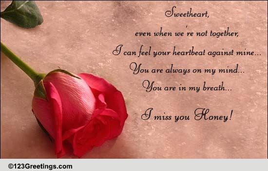 I Miss You Honey... Free Thinking of You eCards, Greeting Cards | 123 ...
