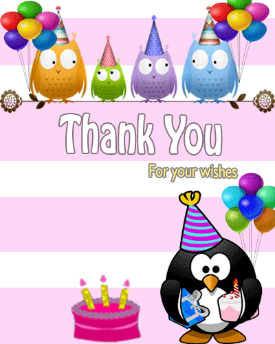 Cute Owls And Penguin Thank You.