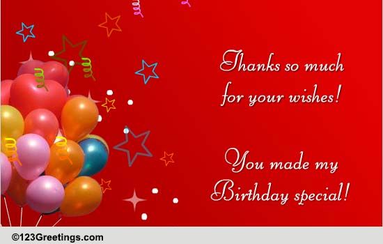 You Made My Birthday Special. Free Birthday Thank You eCards | 123 ...