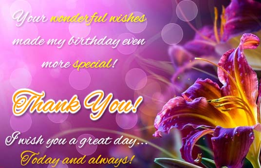 Thank You For Your Warm B’day Wishes. Free Birthday Thank You eCards ...