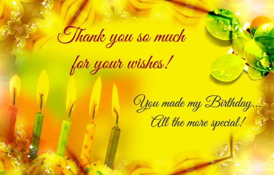 Thank You Very Much For Your Wishes... Free Birthday Thank You eCards ...