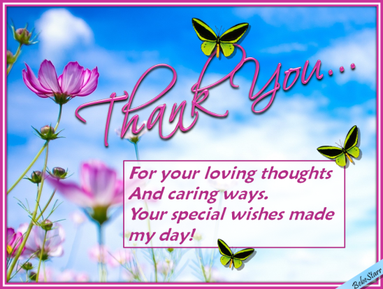 Thanks For The Special Wishes. Free For Everyone eCards, Greeting Cards ...