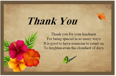 A Kind Note Of Thanks.