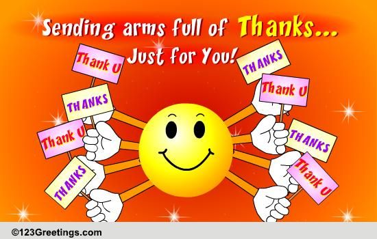 'Arms Full' Of Thanks... Free For Everyone eCards, Greeting Cards | 123 ...