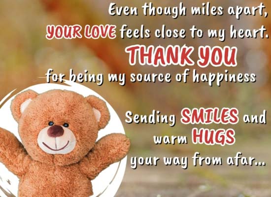 Accross The Miles Thank You Free Family eCards, Greeting Cards | 123 ...