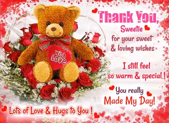 You Made My Day, Love & Hugs! Free For Your Love eCards | 123 Greetings