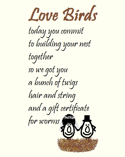 Love Birds - A Wedding Congrats Poem!